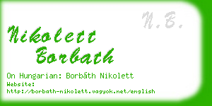 nikolett borbath business card